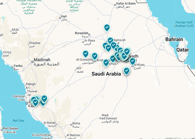 خريطة الفروع
