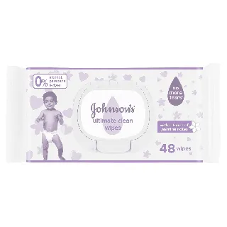Johnson Baby Wipes Ultimate Clean Jasmine Fragrance 48 P 12 C