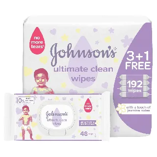 Johnson Baby Wipes Ultimate Clean Jasmine Fragrance 48 P 3+1 Free 3 C