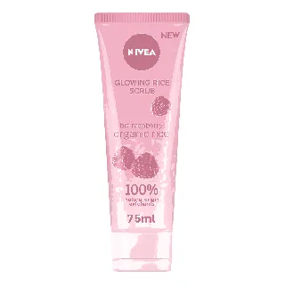 Nivea Face Scrub Glowing Rice Organic Rice Raspberry 75 Ml