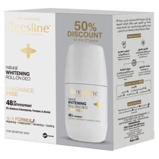 Beesline Deodorant Roll On Whitening Fragrance Free 50 Ml*2P 1+50%Off Offer