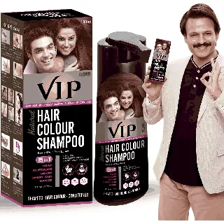 Vip Hair Color Shampoo 5 In 1 Brown 180 Ml