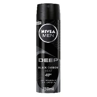 Nivea Deoderant Spray Men Deep Black Carbon Beat150 Ml