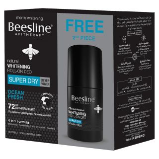 Beesline Deodorant Roll On Whitening For Men Ocean Fresh 72Hr 50 Ml 1+1 OFFER