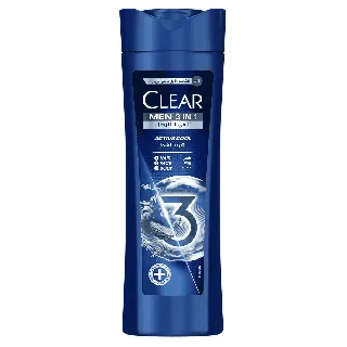 Clear Hair Shampoo Face Body Wash 3*1 Men Active Cool Menthol 400 Ml