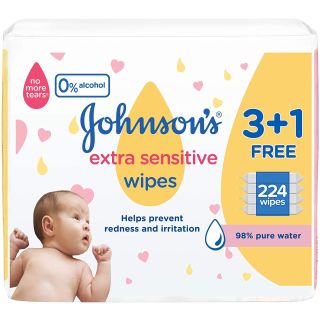 JOHNSON BABY WIPES EXTRA SENSITIVE SKIN UNSCENTTED 56 P 3+1 OFFER