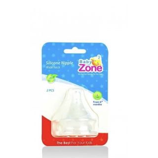 BABY ZONE SILICONE NIPPLE 2PCS WIDE NECK L SIZE 8239