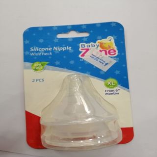 BABY ZONE SILICONE NIPPLE 2PCS WIDE NECK XL SIZE 8239