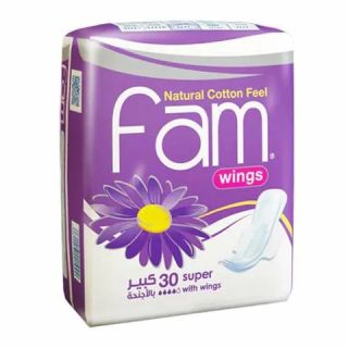 FAM FEMALE NAPKINS REGULAR WITH WINGS COMPRESSED 30*4 C