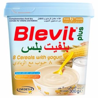 BLEVIT PLUS BABY CEREAL 8 GRAINS WITH YOGHURT 300 GM 12 C