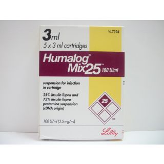 HUMALOG-MIX25 100 IU CARTRIDGE 5P 3 ML REF