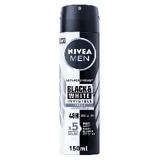Nivea Deoderant Spray Men Backl White Invisible Fresh 150 Ml